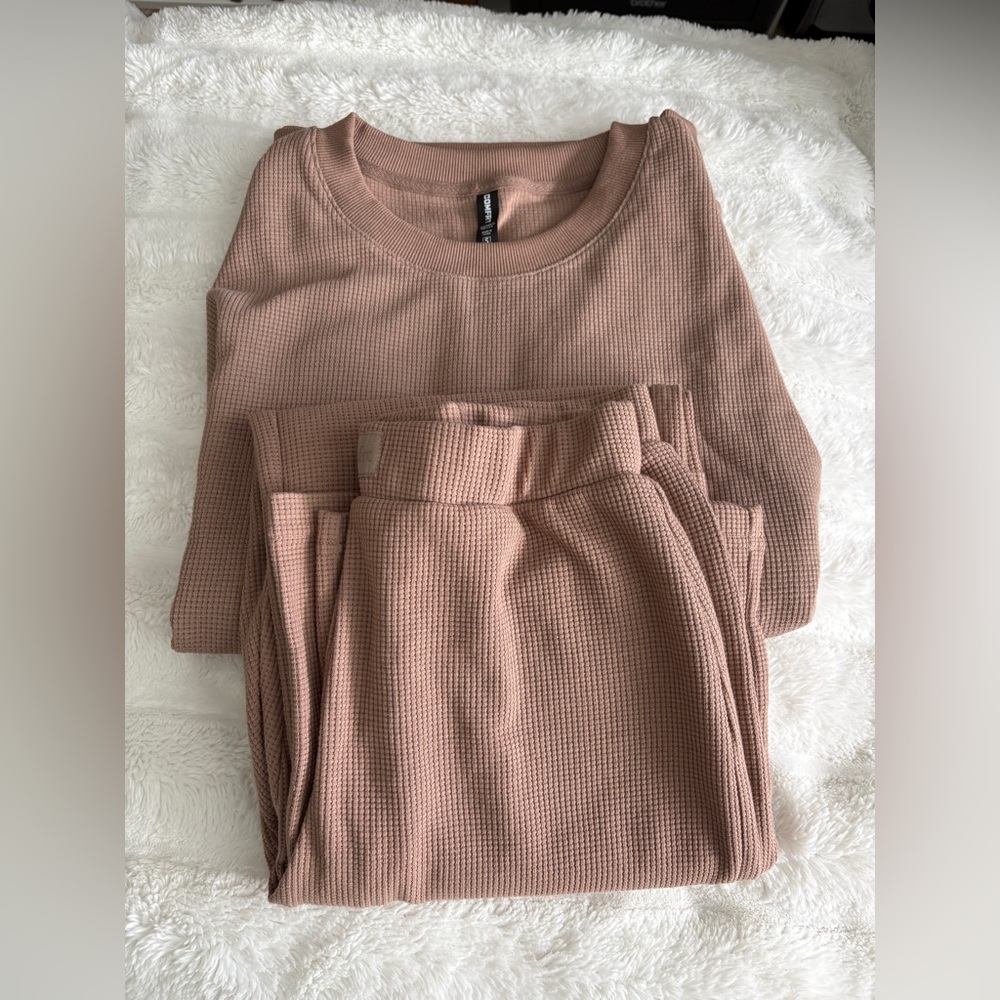 Comfrt Lounge Long Sleeve & Sweatpants - Waffle (S)
